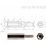 PSV S5-M3-15-8-03 Стойка для печатных плат, латунь, никелированная (аналог ...