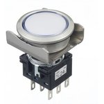 LB6ML-M1T64PW, Illuminated Pushbutton Switch Momentary Function 2CO LED 30 V / ...