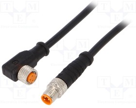 0810 0806 03 L1 300 0,3M, Соединительный кабель; M8; PIN: 3; 0,3м; вилка; 4А; LED; -25-80°C