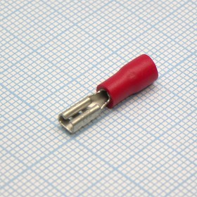 Фото 1/2 FDD1.25-110(8) Red, наконечник кабельный ножевой (гнездо) с изоляцией 0.8х2.8мм, сеч. пров. 0.5-1.5