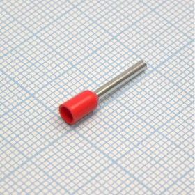 Фото 1/2 HE 1012 Red, наконечник кабельный торцевой трубчатый с изоляцией, L=18.4/12мм, сеч. пров. 1.0мм2
