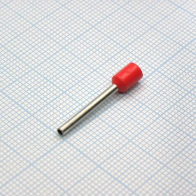 Фото 1/2 HE 1518 Red, наконечник кабельный торцевой трубчатый с изоляцией, L=24.4/18мм, сеч. пров. 1.5мм2