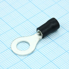 Фото 1/2 RV2-6 Black, наконечник кабельный кольцевой с изоляцией d=6.4мм, сеч. пров.1.5-2.5мм2