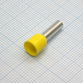 Фото 1/2 HE 6012 Yellow, наконечник кабельный торцевой трубчатый с изоляцией, L=20/12мм, сеч. пров. 6.0мм2