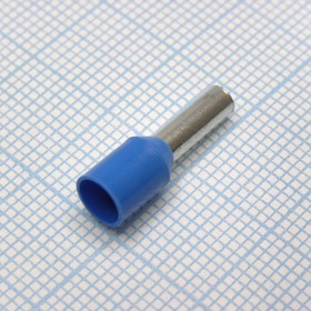 Фото 1/2 HE 4009 Blue, наконечник кабельный торцевой трубчатый с изоляцией, L=16.5/9мм, сеч. пров. 4.0мм2