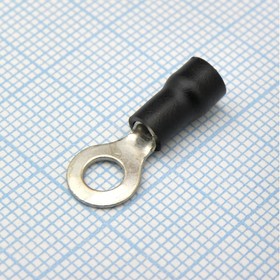 Фото 1/2 RV1.25-4L Black, наконечник кабельный кольцевой с изоляцией d=4.3мм, сеч. пров.0.5-1.5мм2