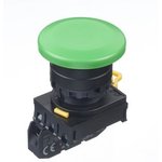YW1B-M4E10G, Pushbutton Switch Momentary Function 1NO Panel Mount Black / Green