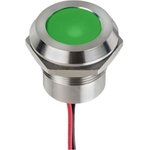 Q22Y5SXXG24E, LED Indicator, Rear Epoxy Wire, Fixed, Green, DC, 24V