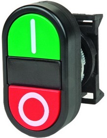 Фото 1/2 ABFTM, Кнопка двойная плоская пуск-стоп красно-зеленая