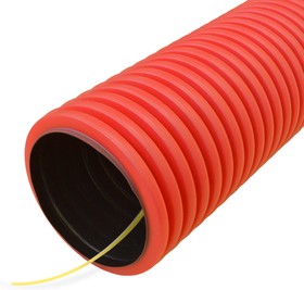 Труба гофрированная двустенная ПНД гибкая тип 450 (SN12) с/з красная д90 (50м/уп) (муфта, 2 кольца) | PR15.0029 | Промрукав