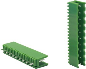 Разъём на печатную плату KLR2GV-5.0-10P 10P/10A/320V/ RM5.0mm/Зелёный (НУ=50шт)