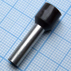Фото 1/3 HE 10-12 Black, наконечник кабельный торцевой трубчатый с изоляцией, L=21.5/12мм, сеч. пров. 10мм2