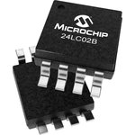 24LC02B/SN, EEPROM, 2 Кбит, 256 x 8бит, Serial I2C (2-Wire), 400 кГц, SOIC ...
