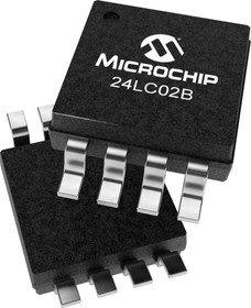 Фото 1/2 24LC02B/SN, EEPROM, 2 Кбит, 256 x 8бит, Serial I2C (2-Wire), 400 кГц, SOIC, 8 вывод(-ов)