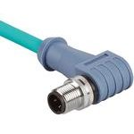 ICD22T1NTL10M, Cable Assembly Circular 10m 24AWG M12 Circular to M12 Circular 4 to 4 Right Angle to Right Angle
