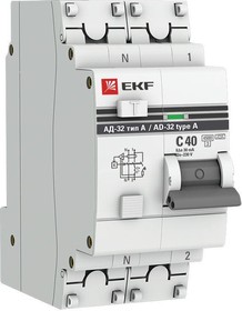Фото 1/6 Выключатель автоматический дифференциального тока 2п (1P+N) 40А 30мА тип A АД-32 PROxima EKF DA32-40-30-a-pro