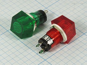 Лампа накаливания в корпусе 12В, d15,5x19, 18x18x13, красный, IL-779P