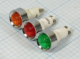 Лампа газоразрядная в корпусе 220В, d12,5x30, d22x10, красный, E-210-220V