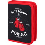 Пенал ПИФАГОР, 1 отделение, 2 откидные планки, полиэстер, 20х14 см, "Boxing", 272289