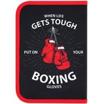 Пенал ПИФАГОР, 1 отделение, 2 откидные планки, полиэстер, 20х14 см, "Boxing", 272289