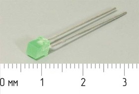 Светодиод прямоугольный 3x3x5,5мм, зеленый, 5 мкд, 110 градусов, линза зеленая матовая, L-704GD; №5405 G СД 3 x 3 x 5,5\зел\ 5\110\зел ма