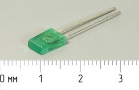 Светодиод прямоугольный 5x2,5x9мм, зеленый, 2 мкд, 100 градусов, линза зеленая матовая, КИПД28В-Л,; №5070 G СД 5 x 2,5x 9 \зел\ 2\100\зел