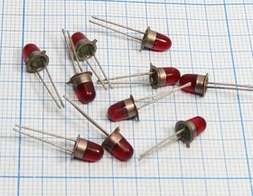 Светодиод 5 x 6, красный, 0,9 мкд, цвет линзы: красный матовый, АЛ310А, (кр тчк)
