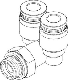 QSYL-G3/8-8, Y Threaded Adaptor, Push In 8 mm to Push In 8 mm, Threaded-to-Tube Connection Style, 186194