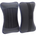 41143, Подушка на подголовник "косточка" 20х18см экокожа-велюр черно-синяя 2шт. Monaco CARFASHION