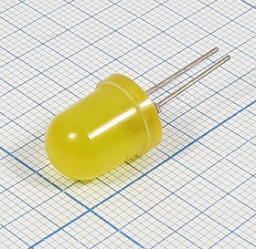 Светодиод круглый 10x14 мм, желтый, 5 мкд, 60 градусов, линза желтая матовая, КИПД35В-Ж; №5161 y СД 10x14 \жел\ 5\ 60\жел мат\КИПД35В-Ж\