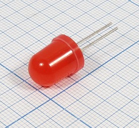 Светодиод круглый 10x14 мм, красный, 5 мкд, 60 градусов, линза красная матовая, КИПД35В-К; №5159 r СД 10x14 \кр\ 5\ 60\кр мат\КИПД35В-К\