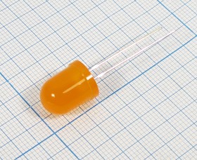 Светодиод круглый 10x14 мм, оранжевый, 100 мкд, 50 градусов, линза оранжевая матовая, BL-B4130A; №6022 O СД 10x14 \оран\ 100\ 50\оран мат\B