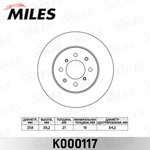 K000117, Диск тормозной Honda Jazz 1.2-1.4 04- передний D=258 мм Miles