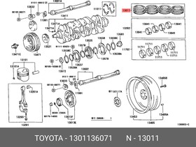 13011-36071, Кольца поршневые STD (комплект) TOYOTA CAMRY/HARRIER/RAV4 2AR-FE/-FXE 09-