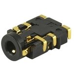 SJ2-25505A-SMT-TR, Phone Connectors 2.5mm gold terminal 6 conductor 0 switch