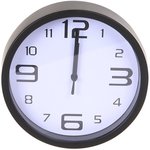 Perfeo Настенные часы "PF-WC-001", круглые д. 20 см, чёрный корпус / белый циферблат