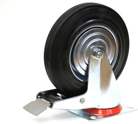 Фото 1/2 Большегрузное колесо обрезиненное поворотное, с тормозом, г/п 200кг 200*50,0 мм 00-00001257