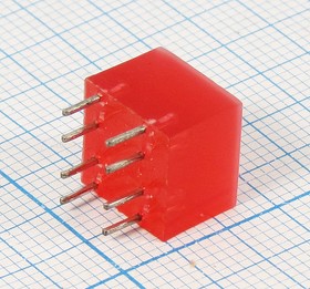 Светодиодная сборка 10x10x8, красный x4, 8~15, 120, цвет линзы красный матовый, L-875-4IDT