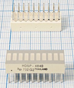 Светодиодная шкала 25x10x 5, желтый x10, 1900, корпус белый матовый, HDSP-4840