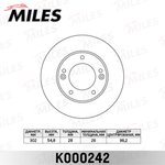 K000242, Диск тормозной Kia Sorento (JC) 2.4-3.5 02- передний вентилируемый Miles