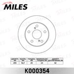 Диск тормозной MILES K000354 TOYOTA PREVIA 2.4 90-00/DODGE CARAVAN 00- передний ...