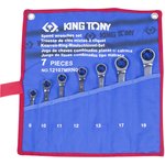 12107MRN01, KING TONY Набор комбинированных трещоточных ключей, 8-19 мм ...