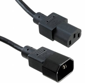 Фото 1/2 318002-01, Cable; 3x18AWG; IEC C13 female,IEC C14 male; PVC; 1m; black; 10A