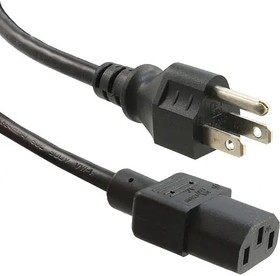 312011-01, Cable; 3x16AWG; IEC C13 female,NEMA 5-15 (B) plug; PVC; 2m; black