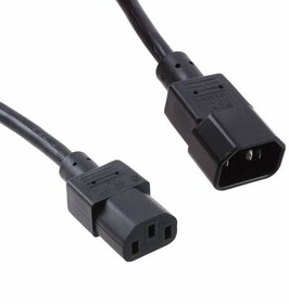 Фото 1/2 318004-01, Cable; 3x18AWG; IEC C13 female,IEC C14 male; PVC; 0.5m; black; 10A