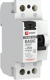 Фото 1/6 Выключатель дифференциального тока (УЗО) 2п 25А 30мА тип AC Basic электрон.EKF elcb-2-25-30e-sim