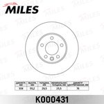 K000431, Диск тормозной VW Multivan, T5 03-, Touareg 02-10 передний D=308 мм Miles