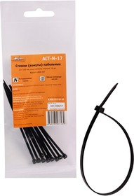 Фото 1/6 ACT-N-17, Стяжки (хомуты) кабельные 2,5*100 мм, пластиковые, черные, 10 шт.