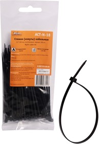 Фото 1/5 Стяжки (хомуты) кабельные 2,5*100 мм, пластиковые, черные, 100 шт. AIRLINE ACT-N-18