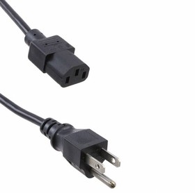 Фото 1/2 312021-01, Cable; 3x18AWG; IEC C13 female,NEMA 5-15 (B) plug; PVC; 2.3m